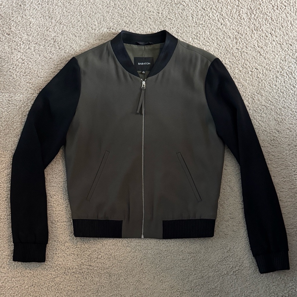 Babaton Black and Olive Green Bomber Jacket